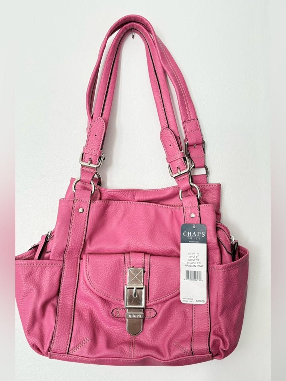 Chaps Arabian Pink Leather Shoulder Bag BNWT